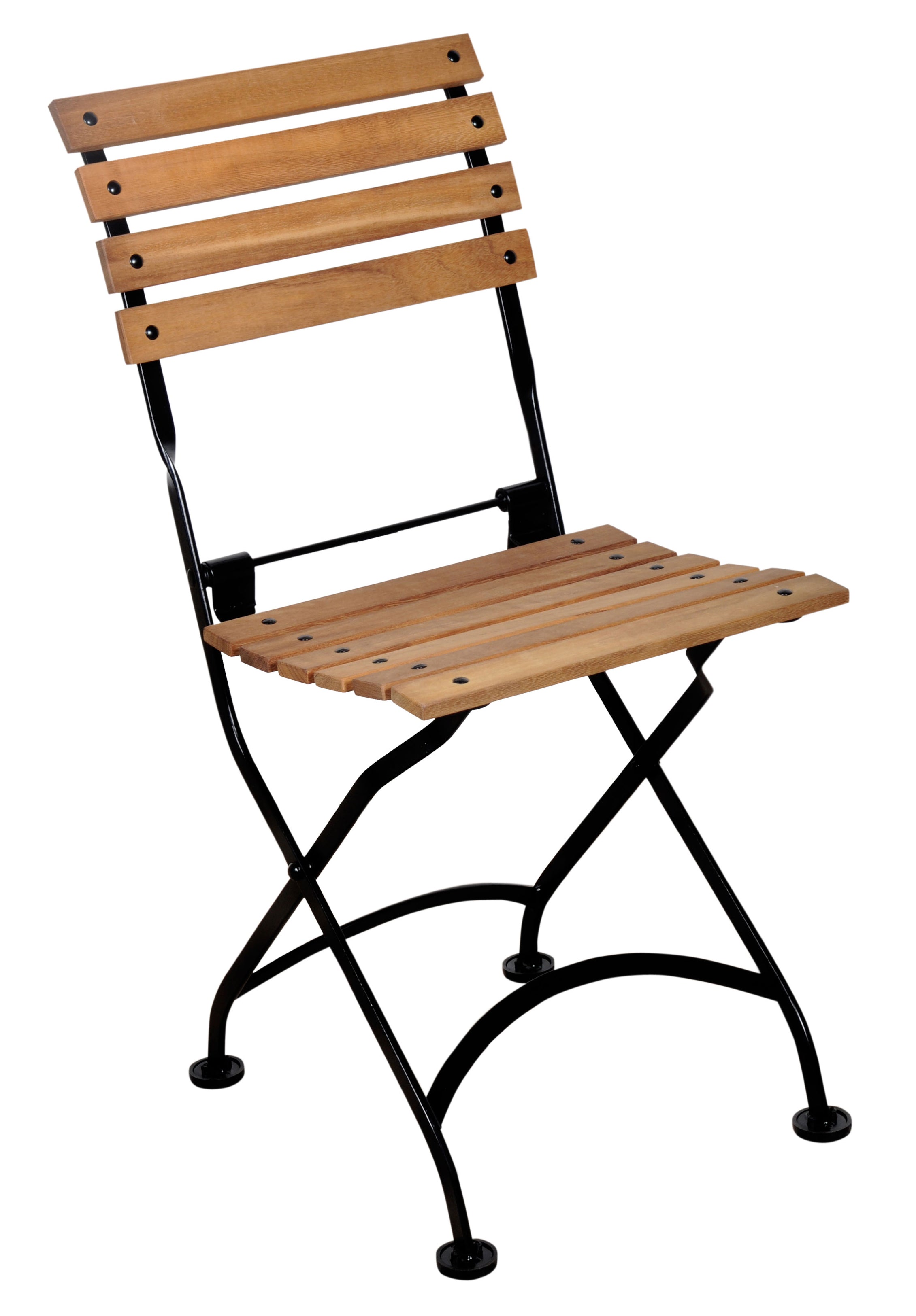 Furniture Designhouse Veronique Folding Side Chair - Stackable -Natural African Teak Chestnut Wood Clear Coated Slats - Set of Two