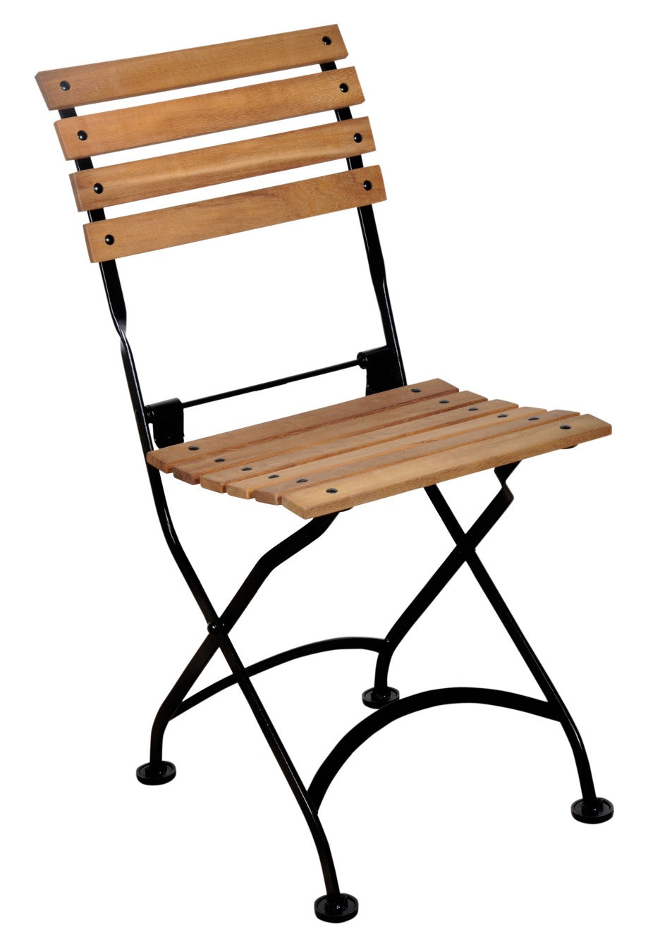 Furniture Designhouse Five Piece Dining Set with 32 x 48" Steel Top Table and Four Natural African Teak Side Chairs