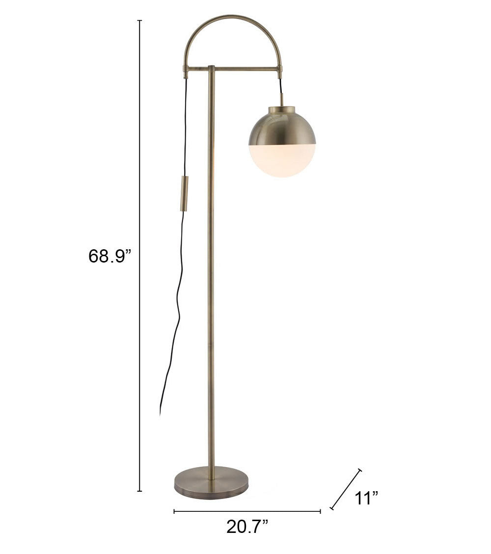 Zuo Modern Waterloo Floor Lamp White And Bronze
