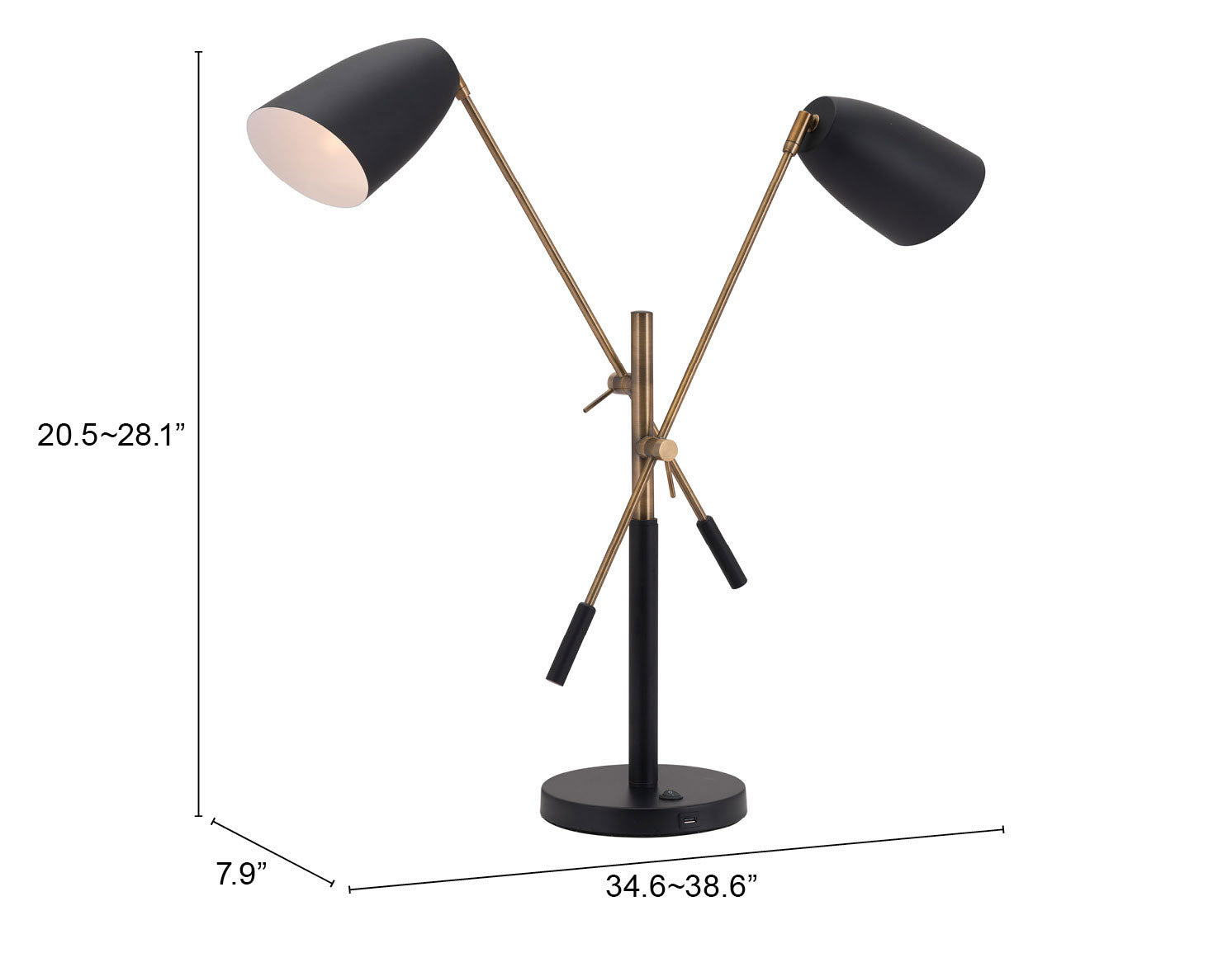 Zuo Modern Tanner Table Lamp Black And Brass