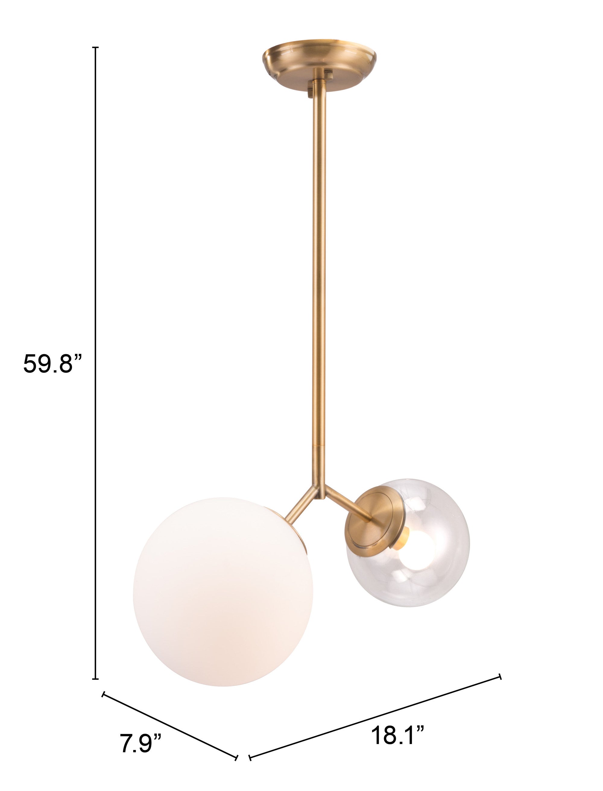 Zuo Modern Constance Ceiling Lamp Brass