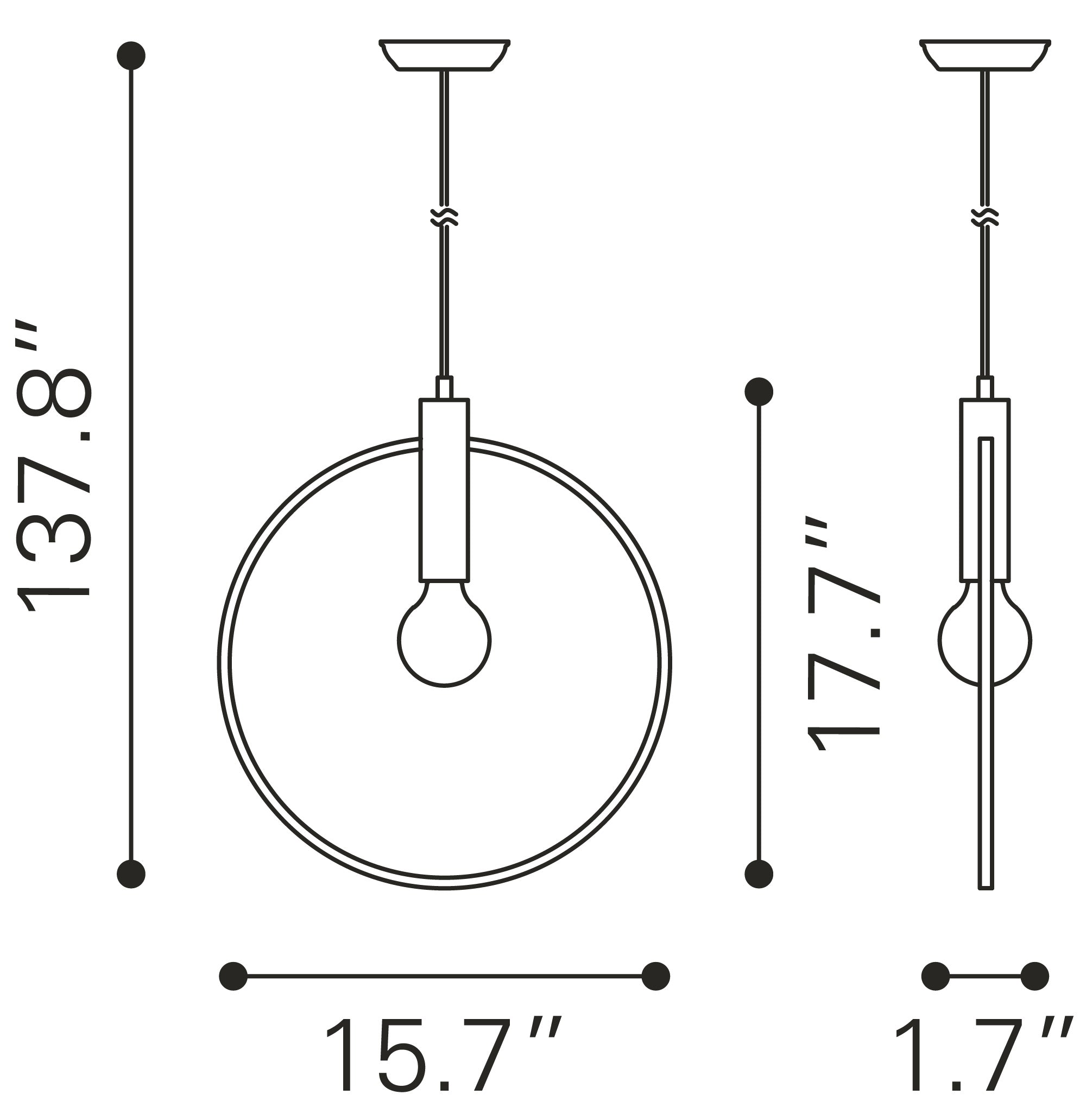 Zuo Modern Irenza Ceiling Lamp Brass