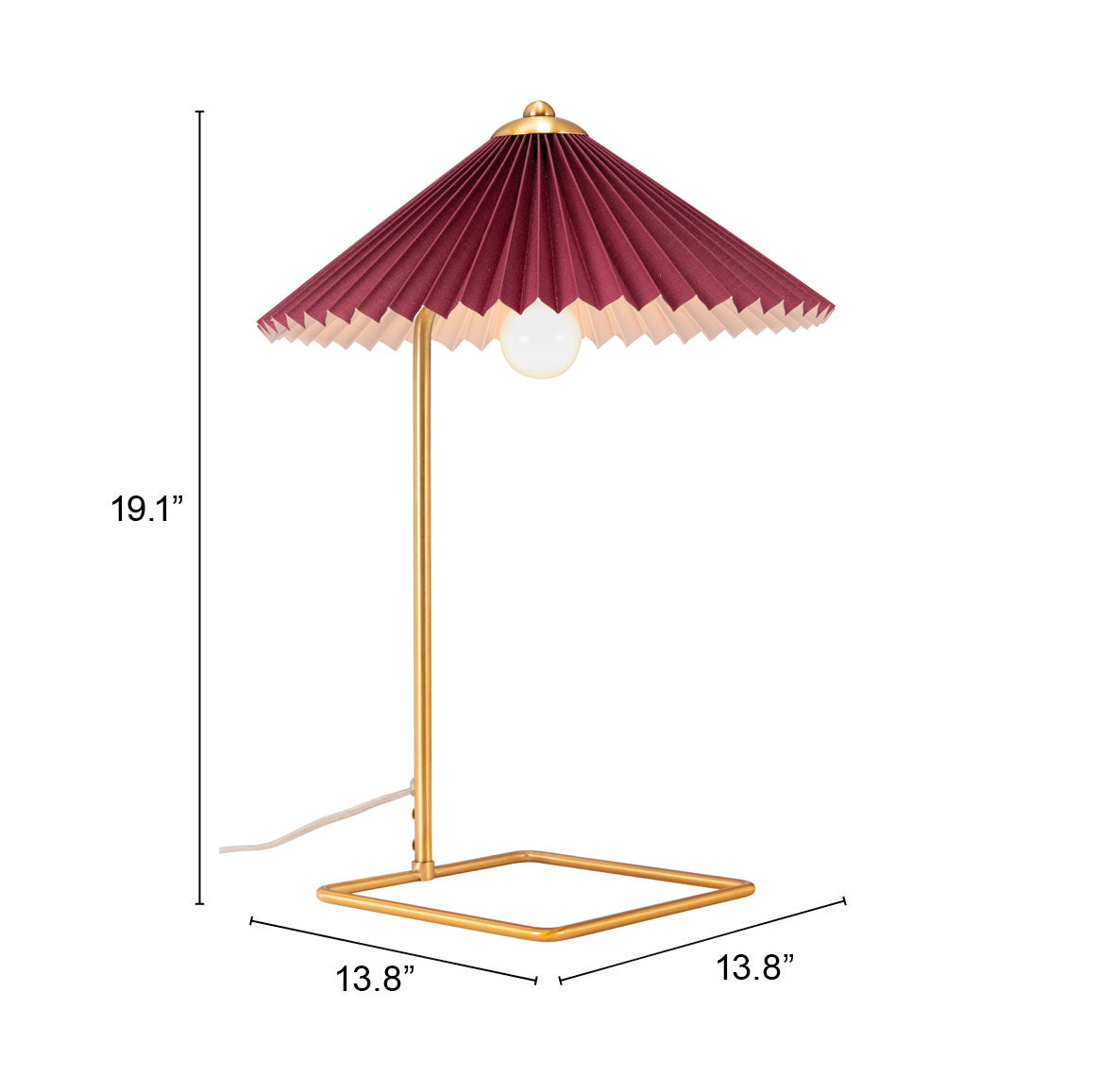 Zuo Modern Charo Table Lamp Red And Gold