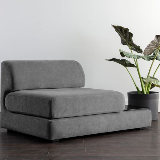 Sunpan Harmony Modular Armless Chair in Left-Shelf Danny Dark Grey / Right-Shelf Danny Dark Grey
