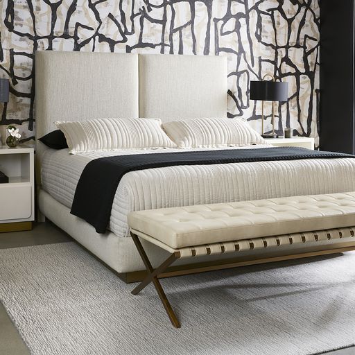 Sunpan Jenkins Bed King in Dazzle Cream / Dazzle Grey