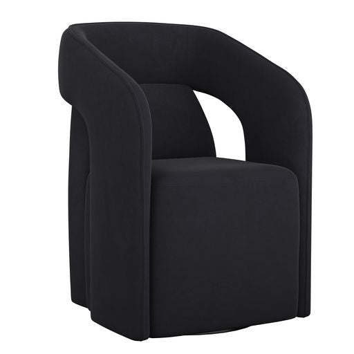 Sunpan Kendrick Wheeled Dining Armchair in Abbington Black / Moto Stucco / Nash Zebra