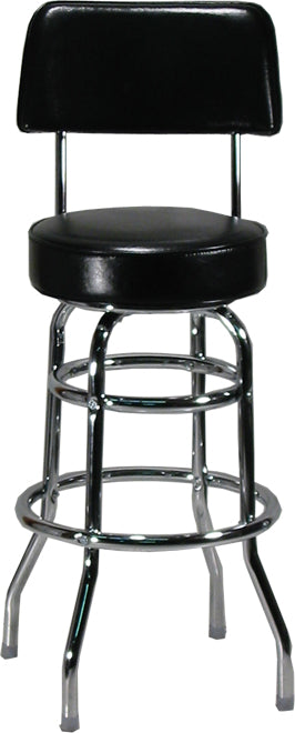 H&D Seating Double Ring Black Barstool with Back