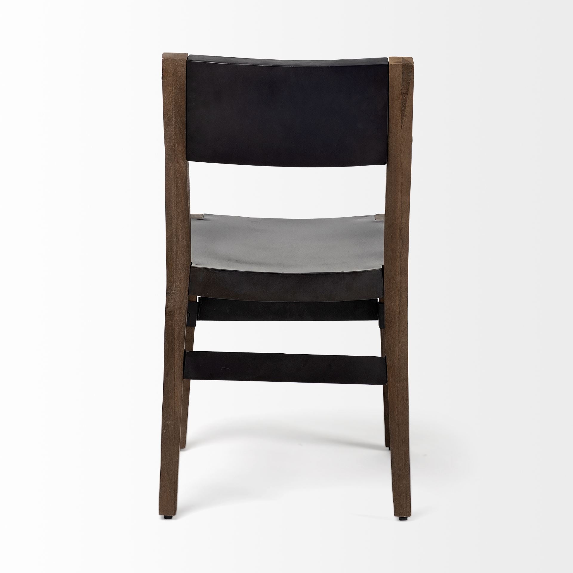 Mercana Nell I Black Iron Seat Solid Brown Wooden Base Dining Chair