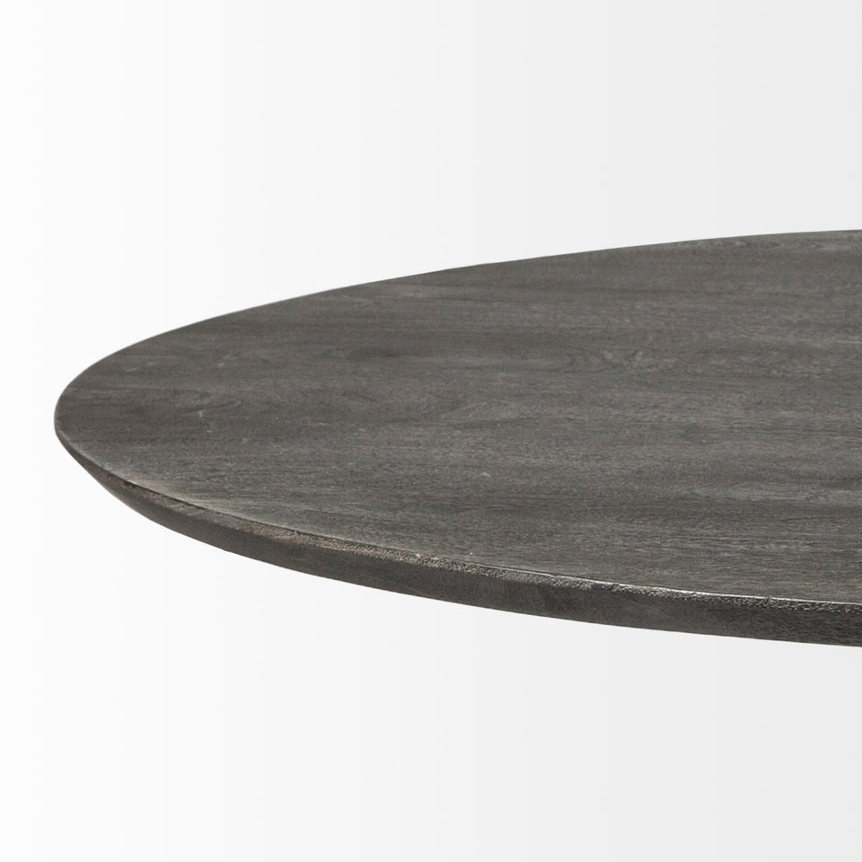 Mercana Maxwell 54" Brown Solid Wood Top Brown Metal/Wood Base Dining Table