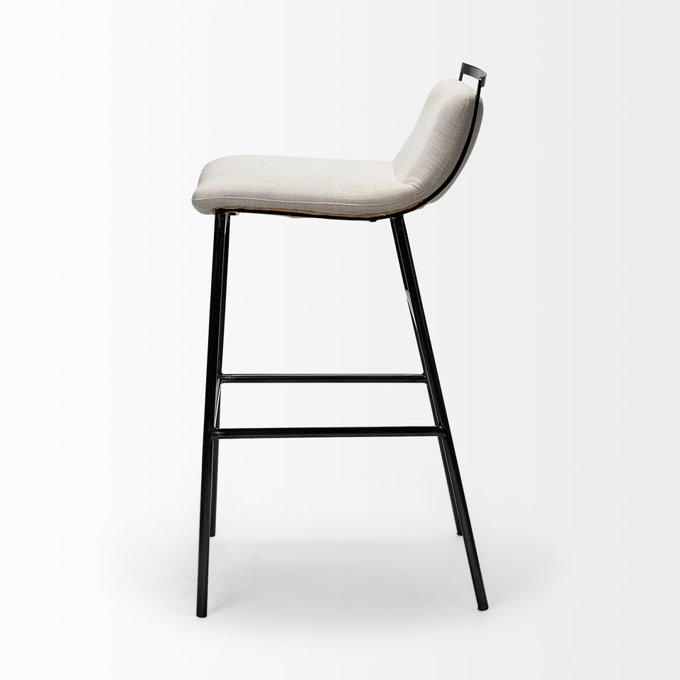 Mercana Kavalan 37.5" Total Height Beige Upholstered Seat Gray Metal Frame Bar Stool