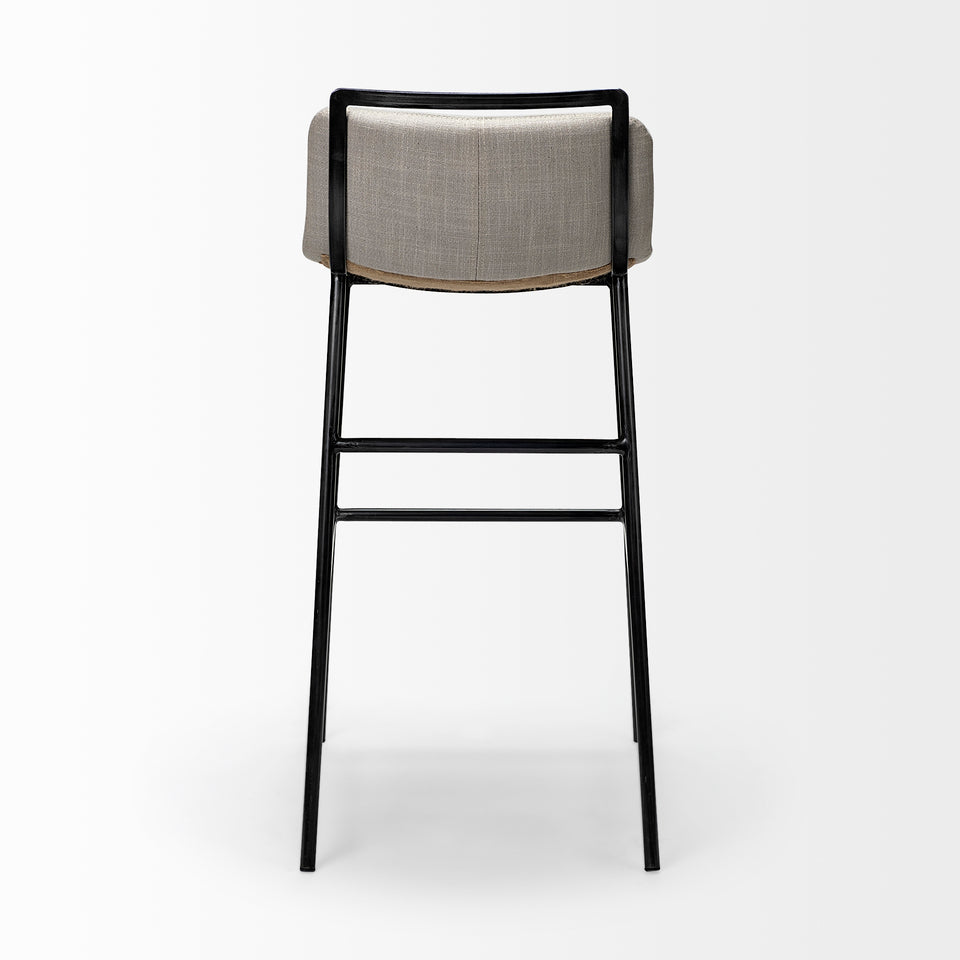 Mercana Kavalan 37.5" Total Height Beige Upholstered Seat Gray Metal Frame Bar Stool