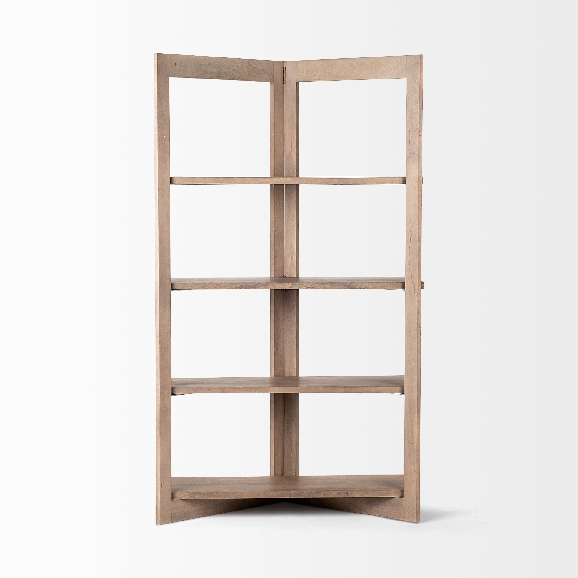 Mercana Turnbull I 42L x 16W x 72H Light Brown Wood Four Shelf Shelving Unit