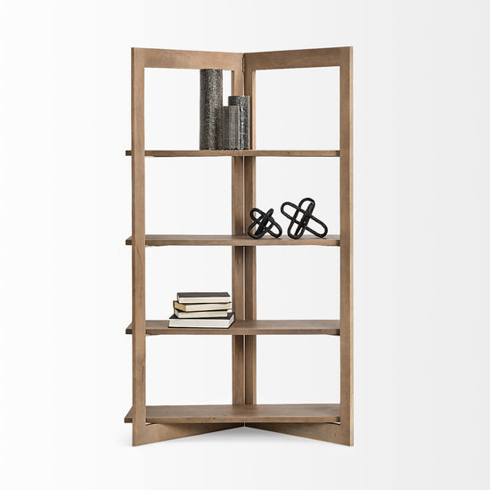Mercana Turnbull I 42L x 16W x 72H Light Brown Wood Four Shelf Shelving Unit
