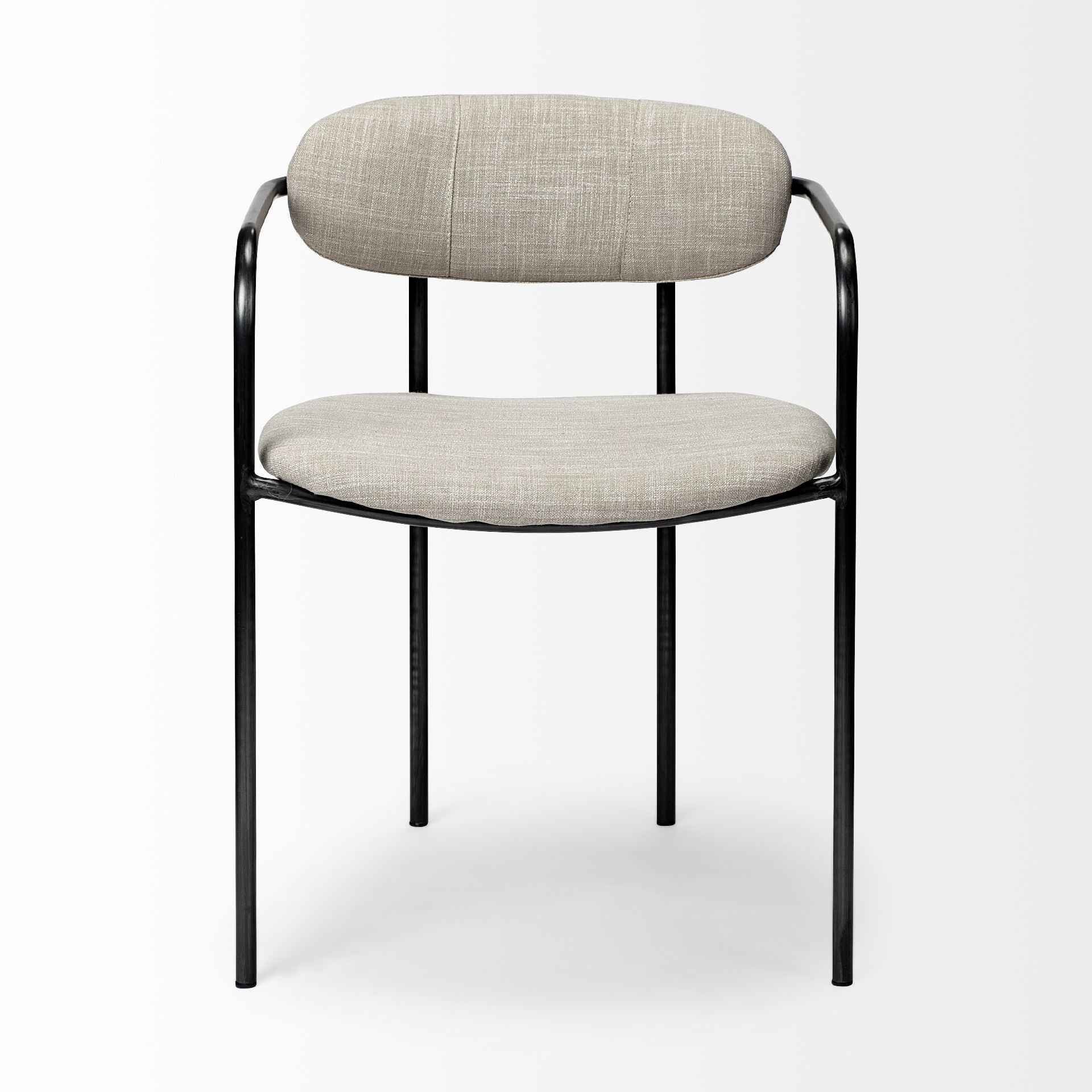 Mercana Parker I Beige Fabric Seat Gun Metal Gray Metal Frame Dining Chair