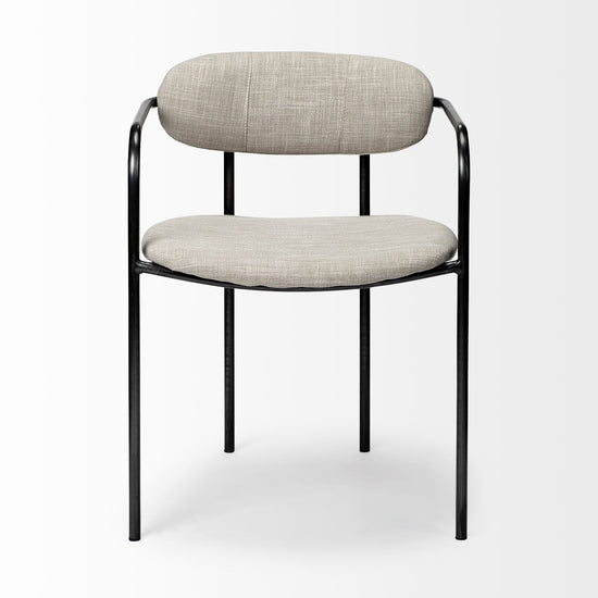 Mercana Parker I Beige Fabric Seat Gun Metal Gray Metal Frame Dining Chair