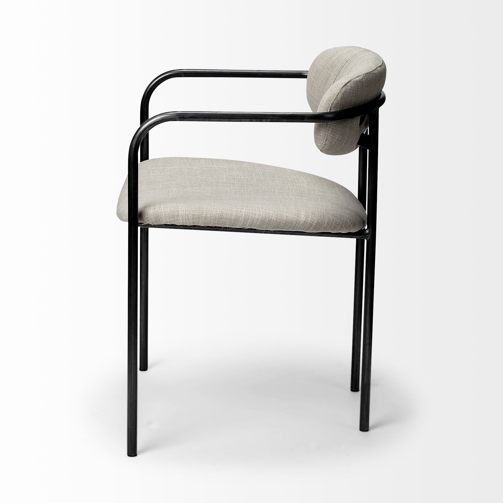 Mercana Parker I Beige Fabric Seat Gun Metal Gray Metal Frame Dining Chair