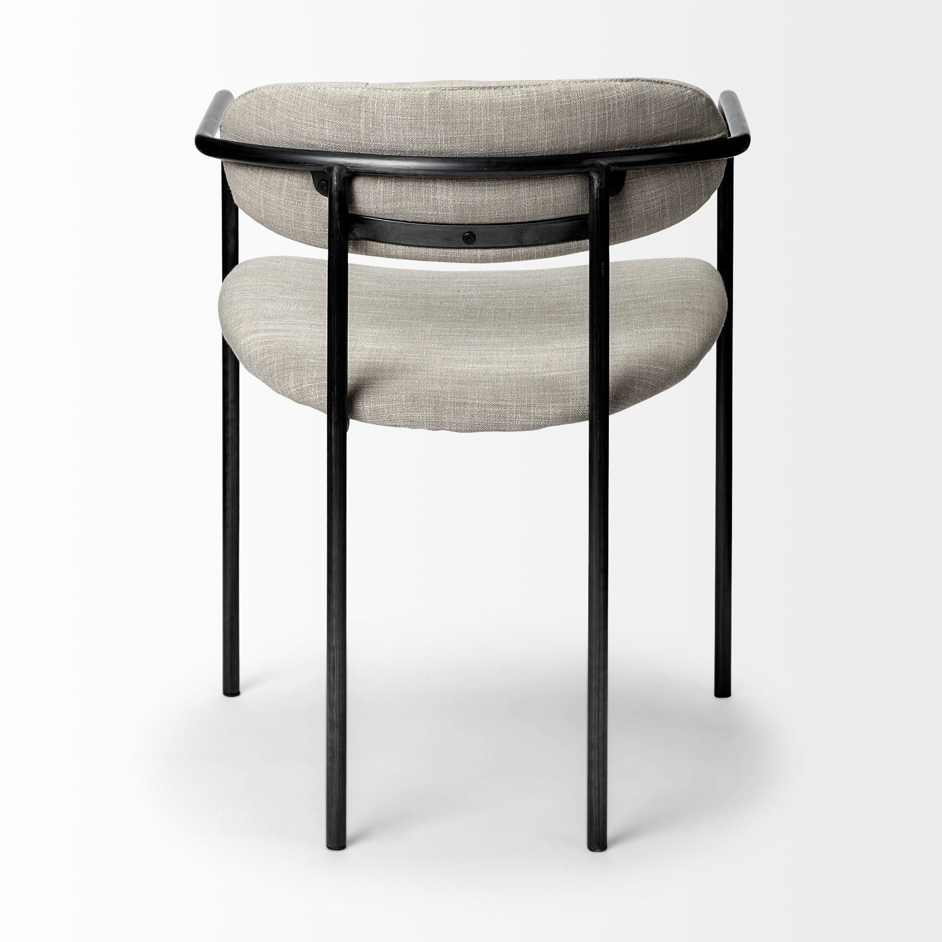 Mercana Parker I Beige Fabric Seat Gun Metal Gray Metal Frame Dining Chair
