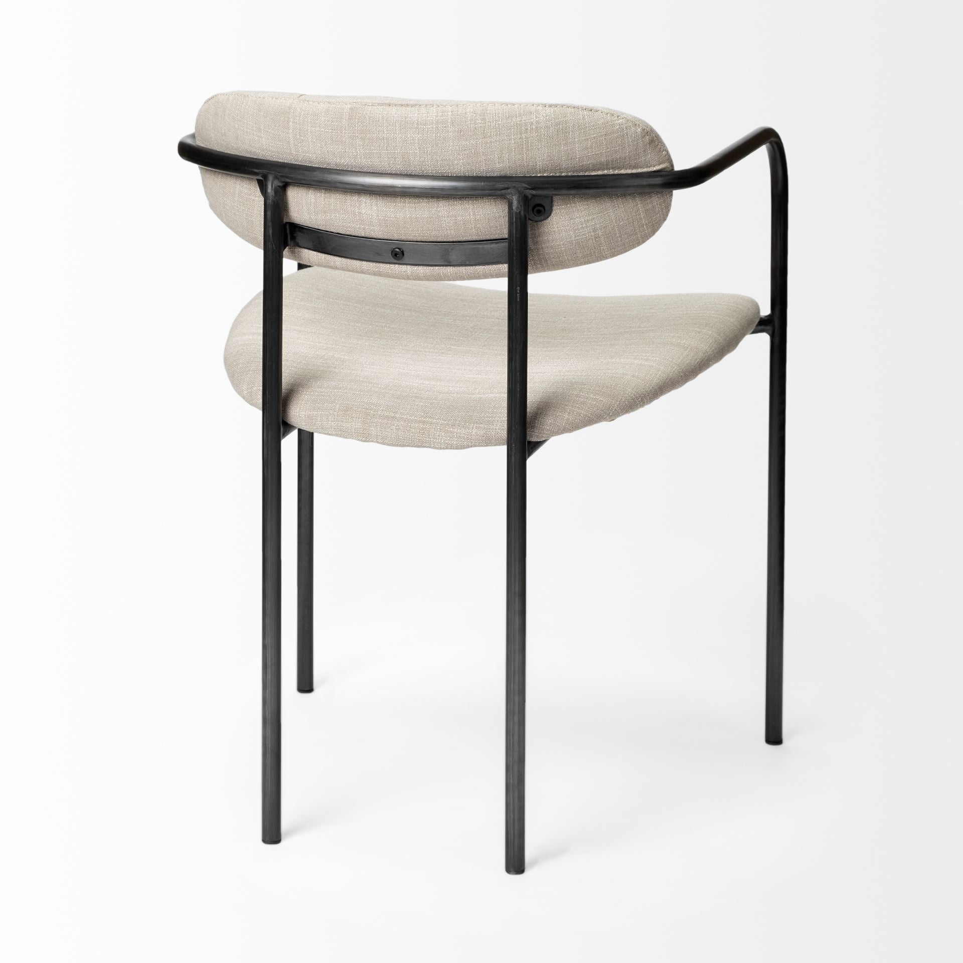 Mercana Parker I Beige Fabric Seat Gun Metal Gray Metal Frame Dining Chair