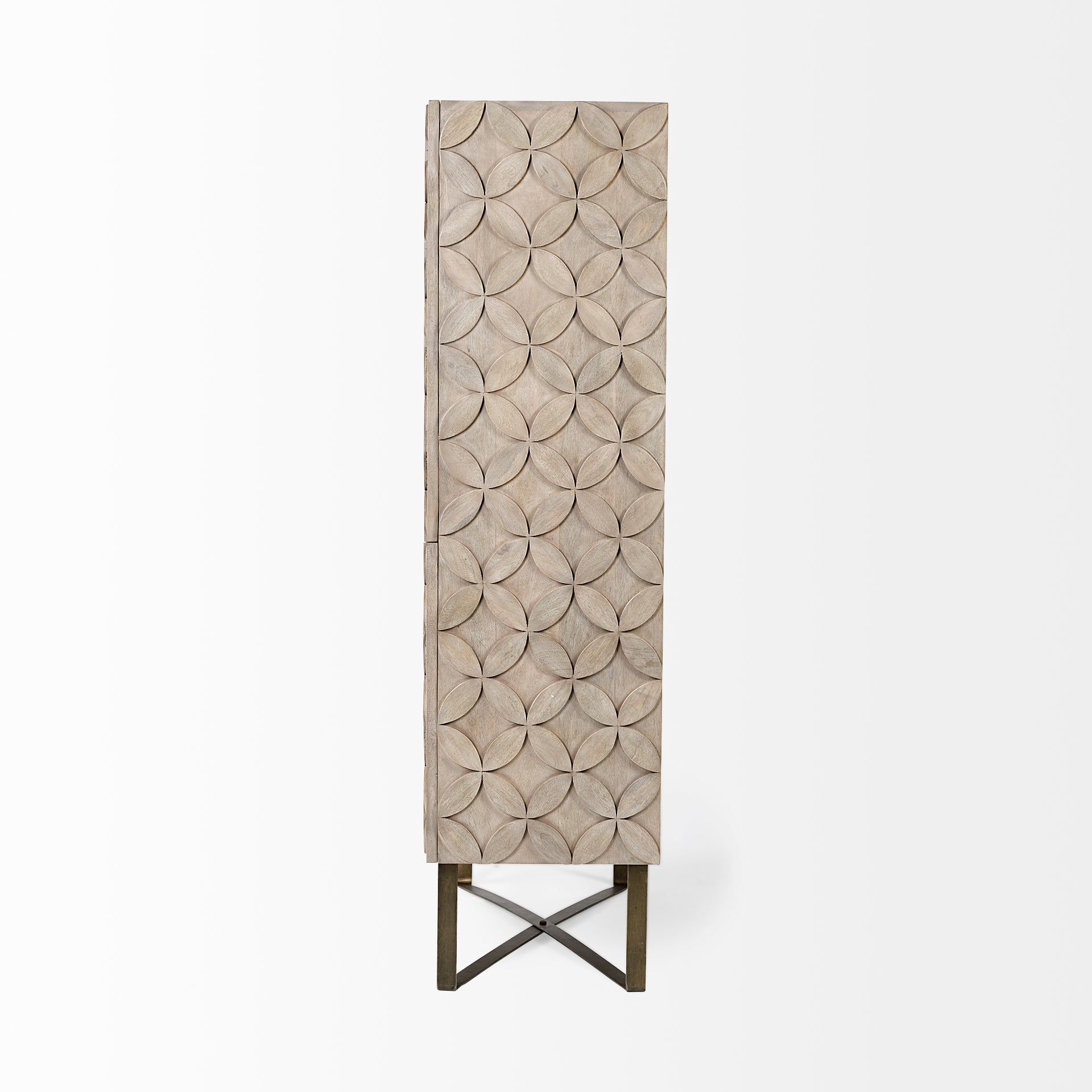 Mercana Excelsior II 68.1" H Light Brown Wood Gold Iron Base Storage Cabinet