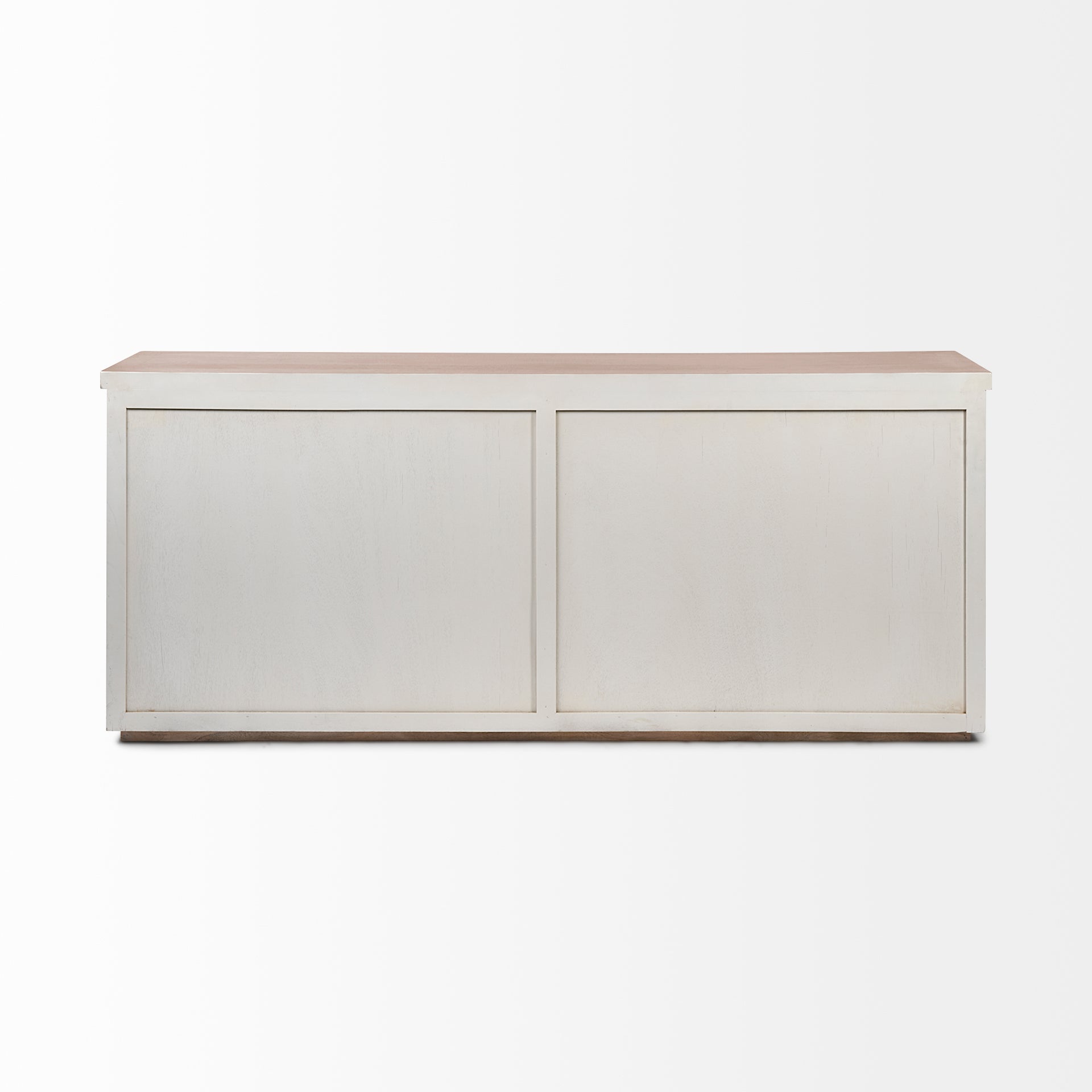 Mercana Fairview III Solid Wood Brown Top and White Frame 4 Cabinet Door Sideboard