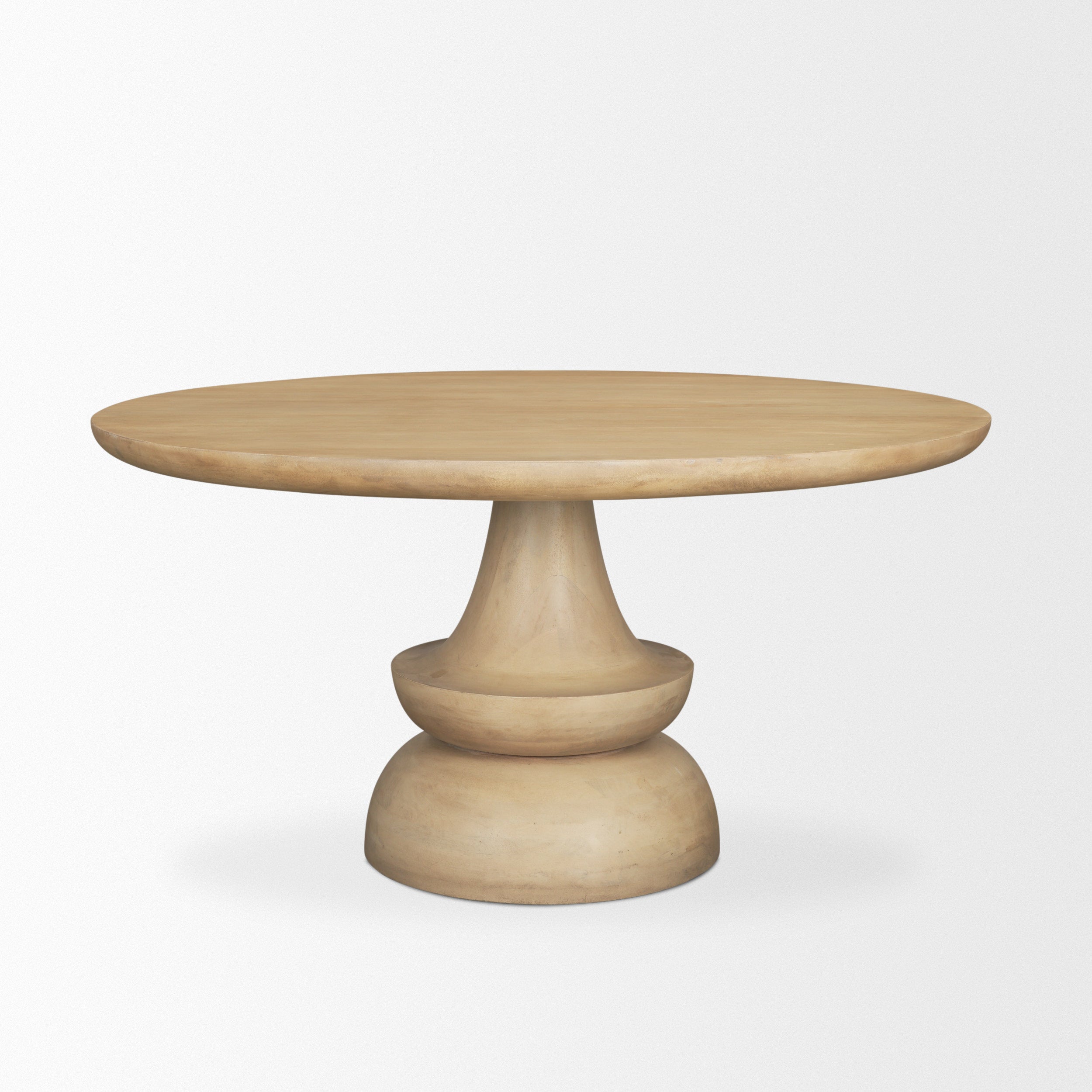 Mercana Crossman 60" Round Blonde Solid Wood and Base Dining Table