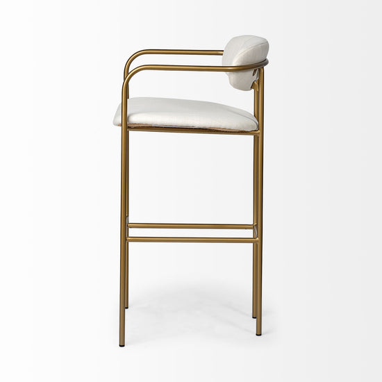 Mercana Parker 30" Seat Height Cream Fabric Seat Gold Metal Bar Stool