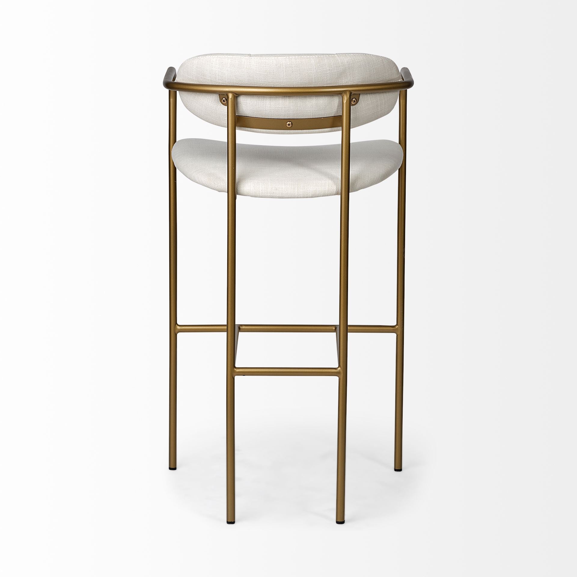 Mercana Parker 30" Seat Height Cream Fabric Seat Gold Metal Bar Stool