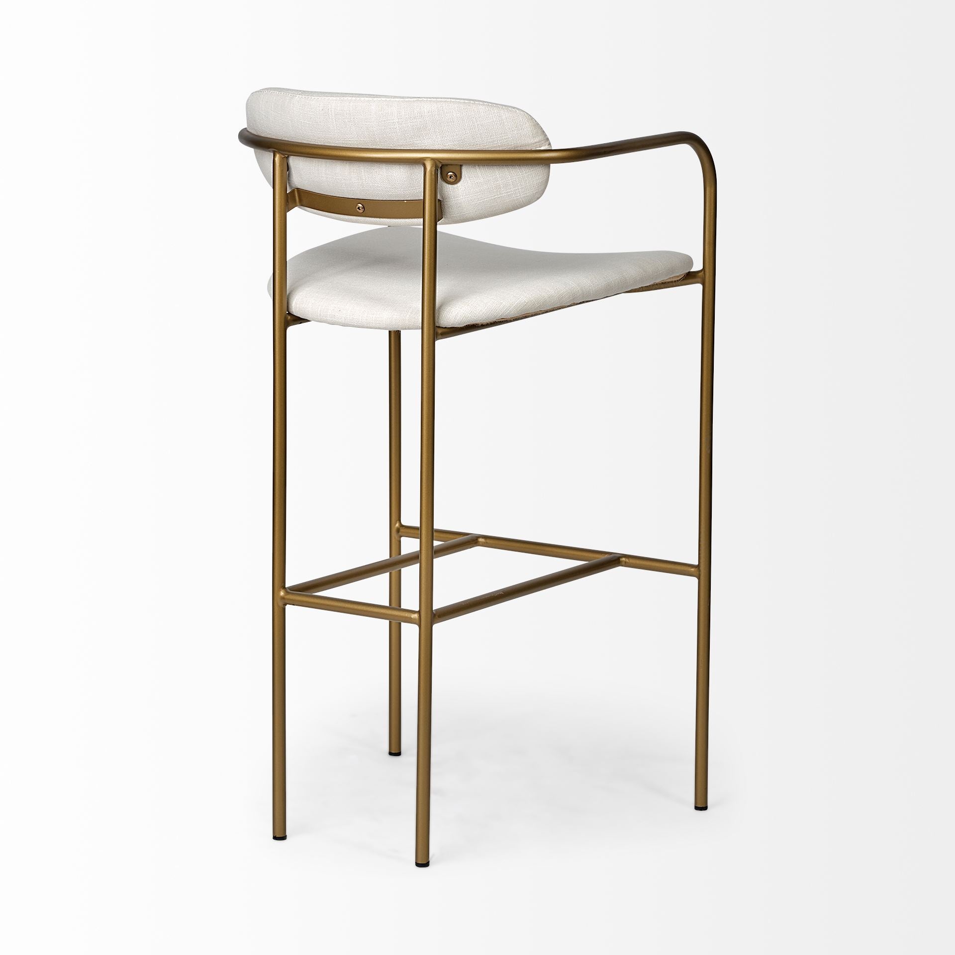 Mercana Parker 30" Seat Height Cream Fabric Seat Gold Metal Bar Stool