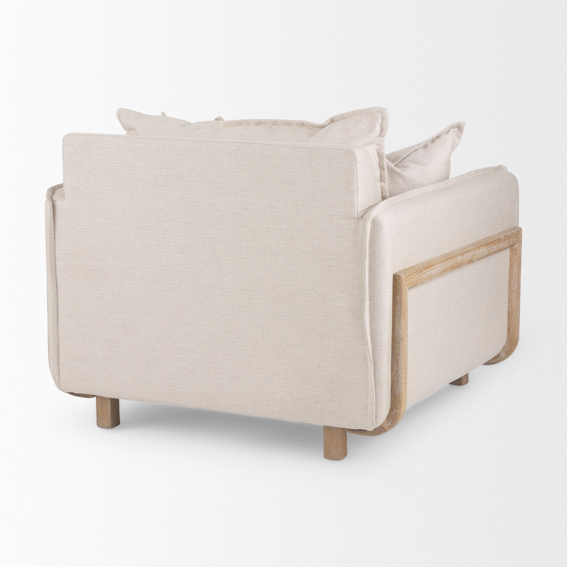 Mercana Roy II Beige Upholstered and Brown Wood Frame Arm Chair