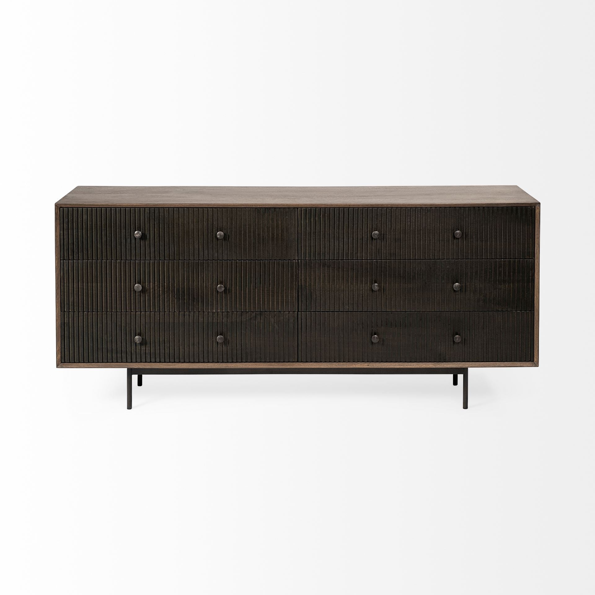 Mercana Grace Two-Tone Brown Solid Wood 6 Drawer Sideboard