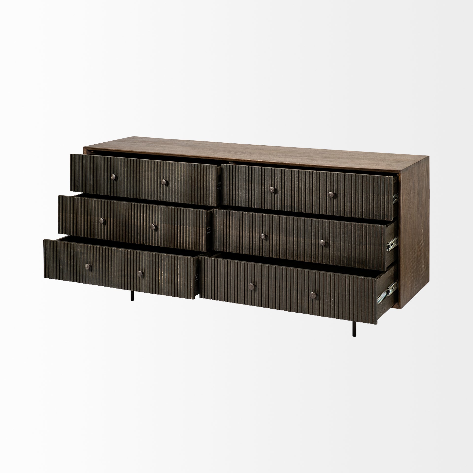 Mercana Grace Two-Tone Brown Solid Wood 6 Drawer Sideboard