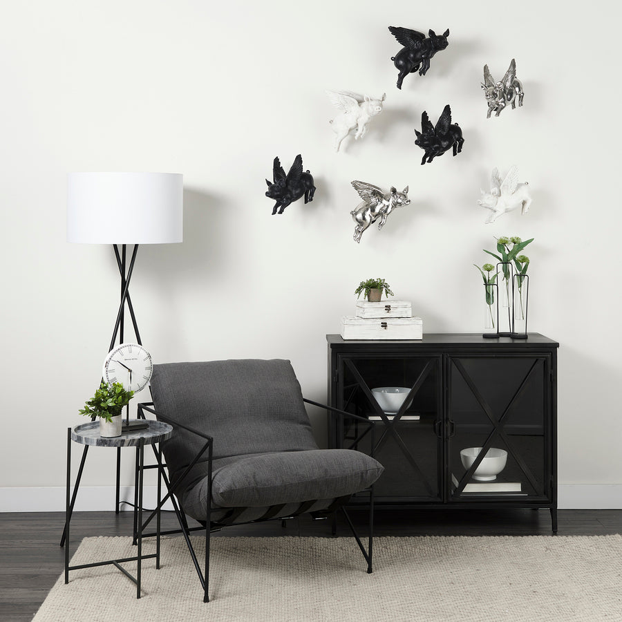 Mercana Poppy III 40L x 16W Black Metal With Glass Door Accent Cabinet