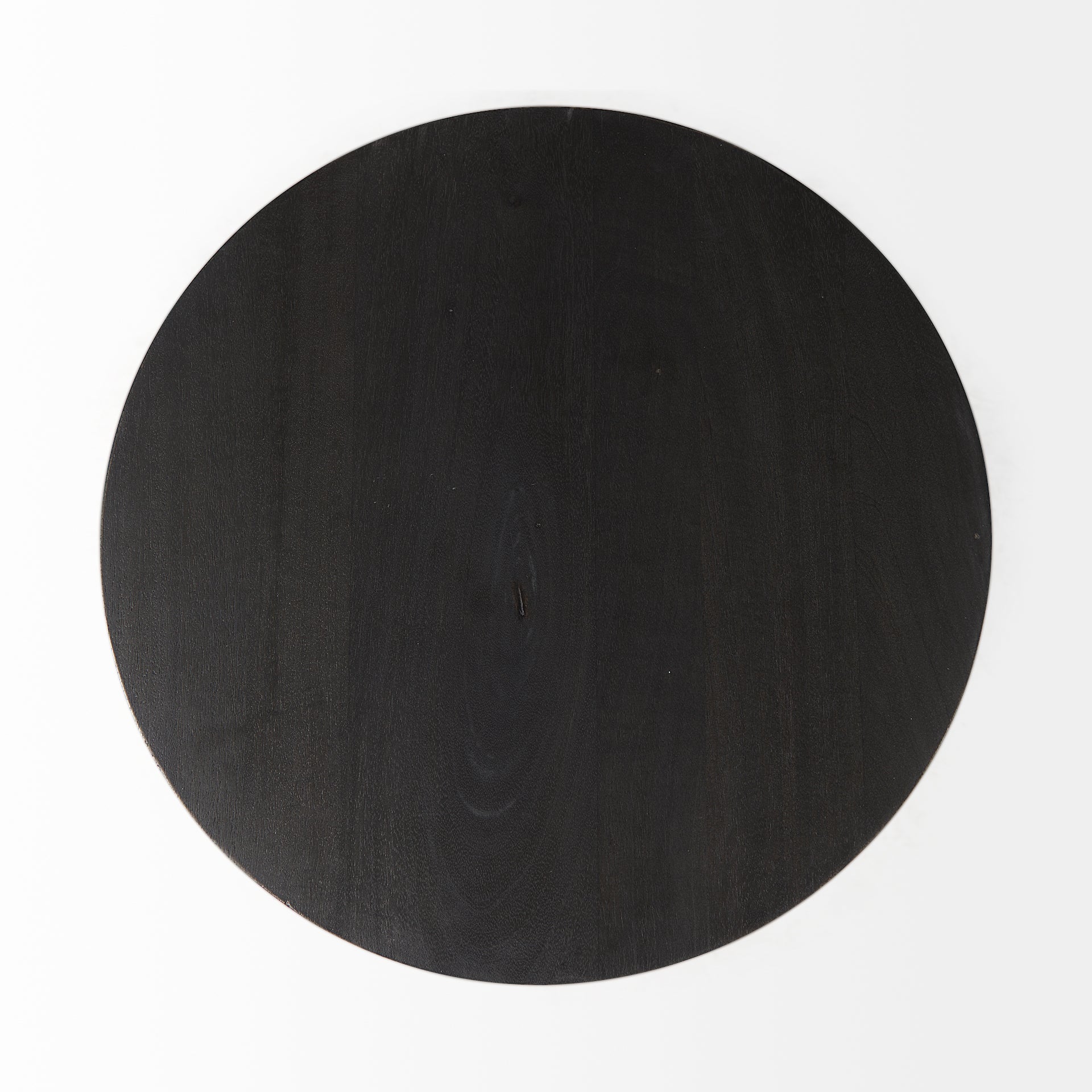 Mercana Maxwell 20" Round Dark Brown Wood With Black Metal Pedestal Side Table