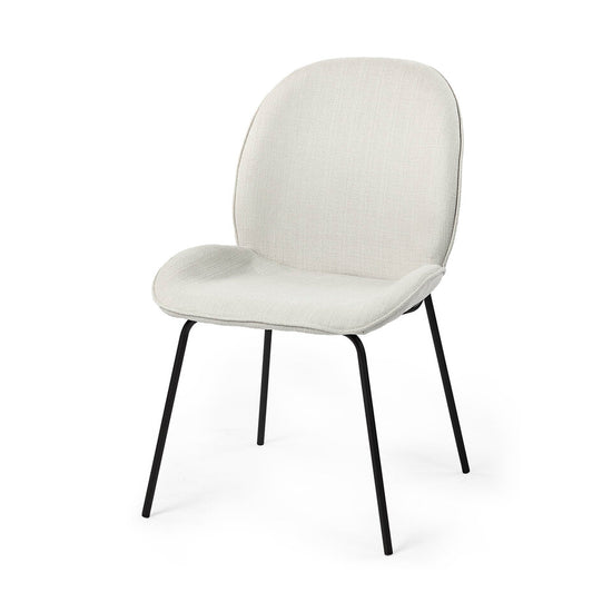 Mercana Inala White Fabric Seat Black Metal Frame Dining Chair