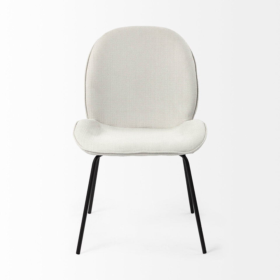 Mercana Inala White Fabric Seat Black Metal Frame Dining Chair
