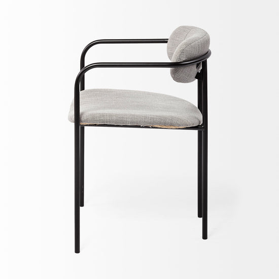 Mercana Parker Gray Fabric Seat Black Metal Dining Chair