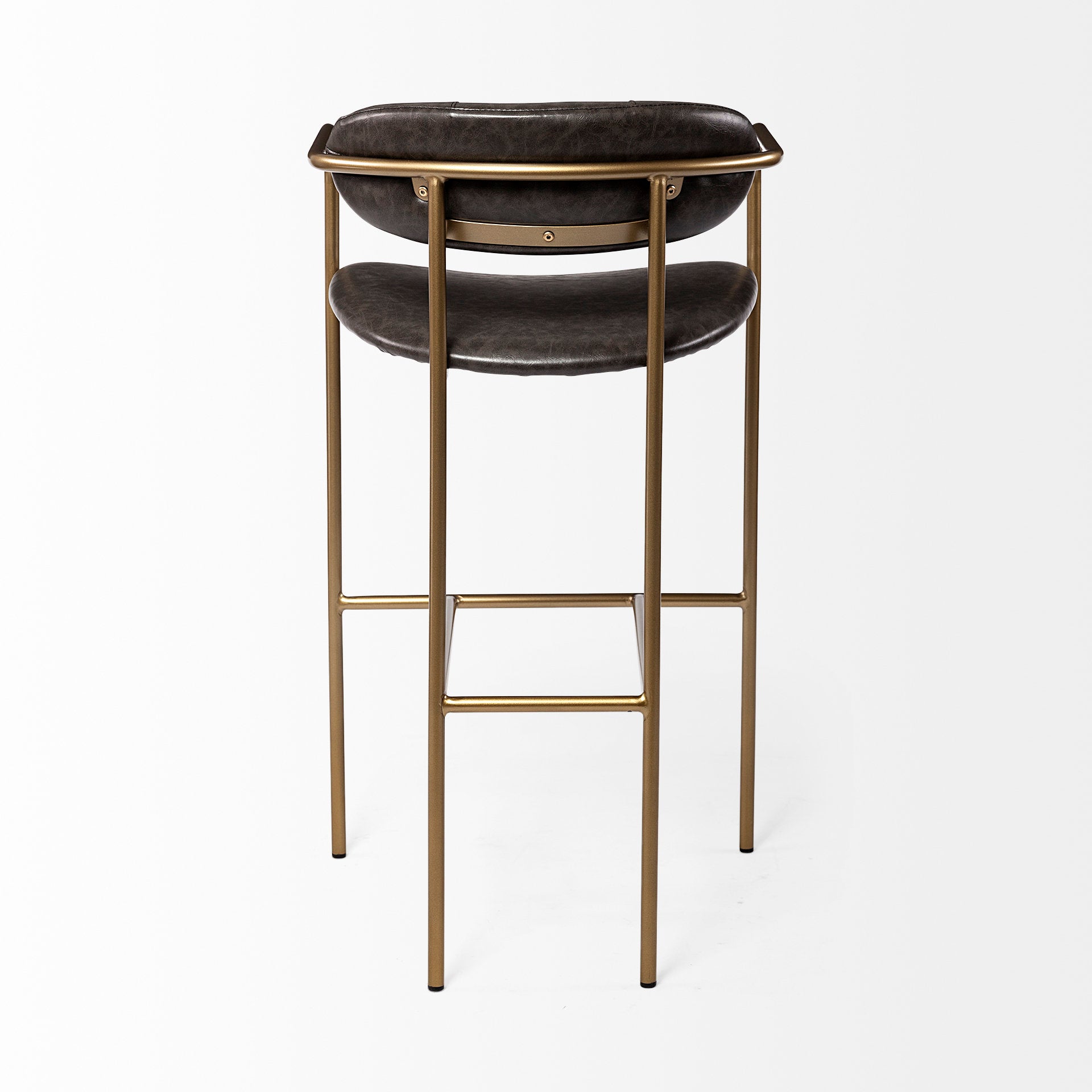 Mercana Parker Brown Faux Leather Seat Gold Metal Bar Stool