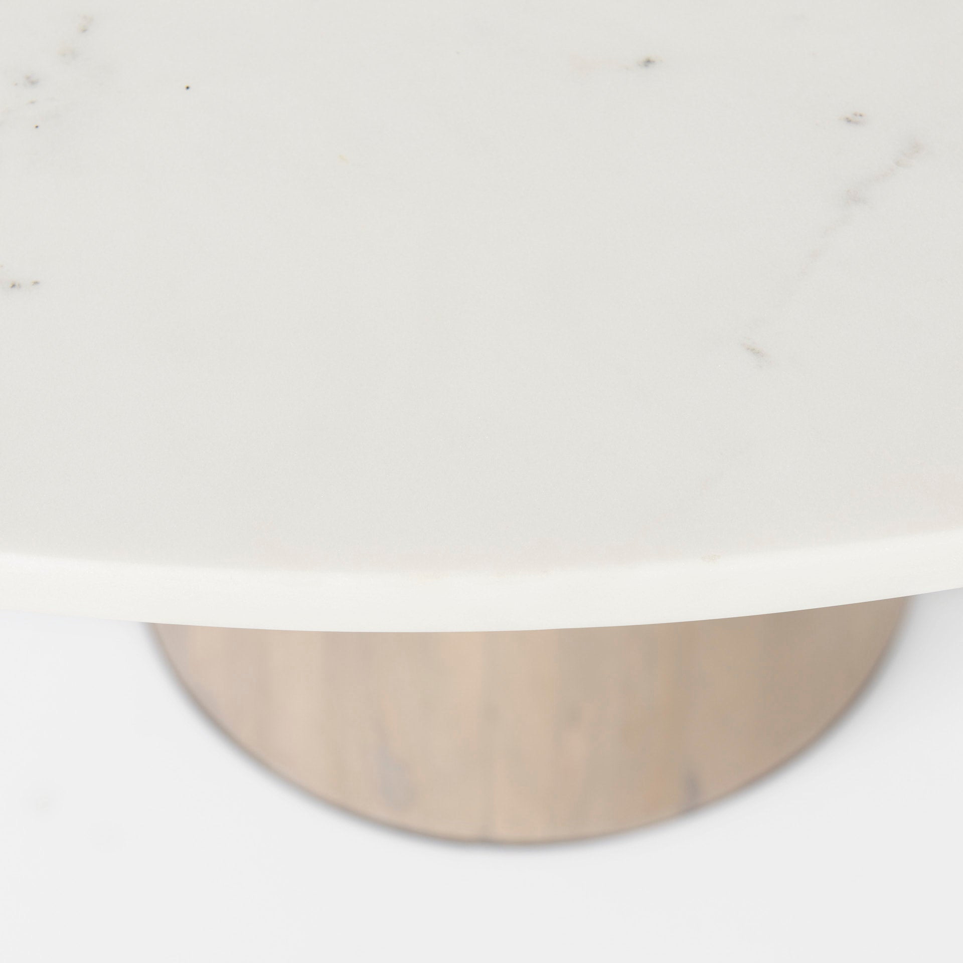 Mercana Maxwell 48L x 48W x 30H White Marble Round Top With Black / Brown Metal and Wood Pedestal Base Dining Table