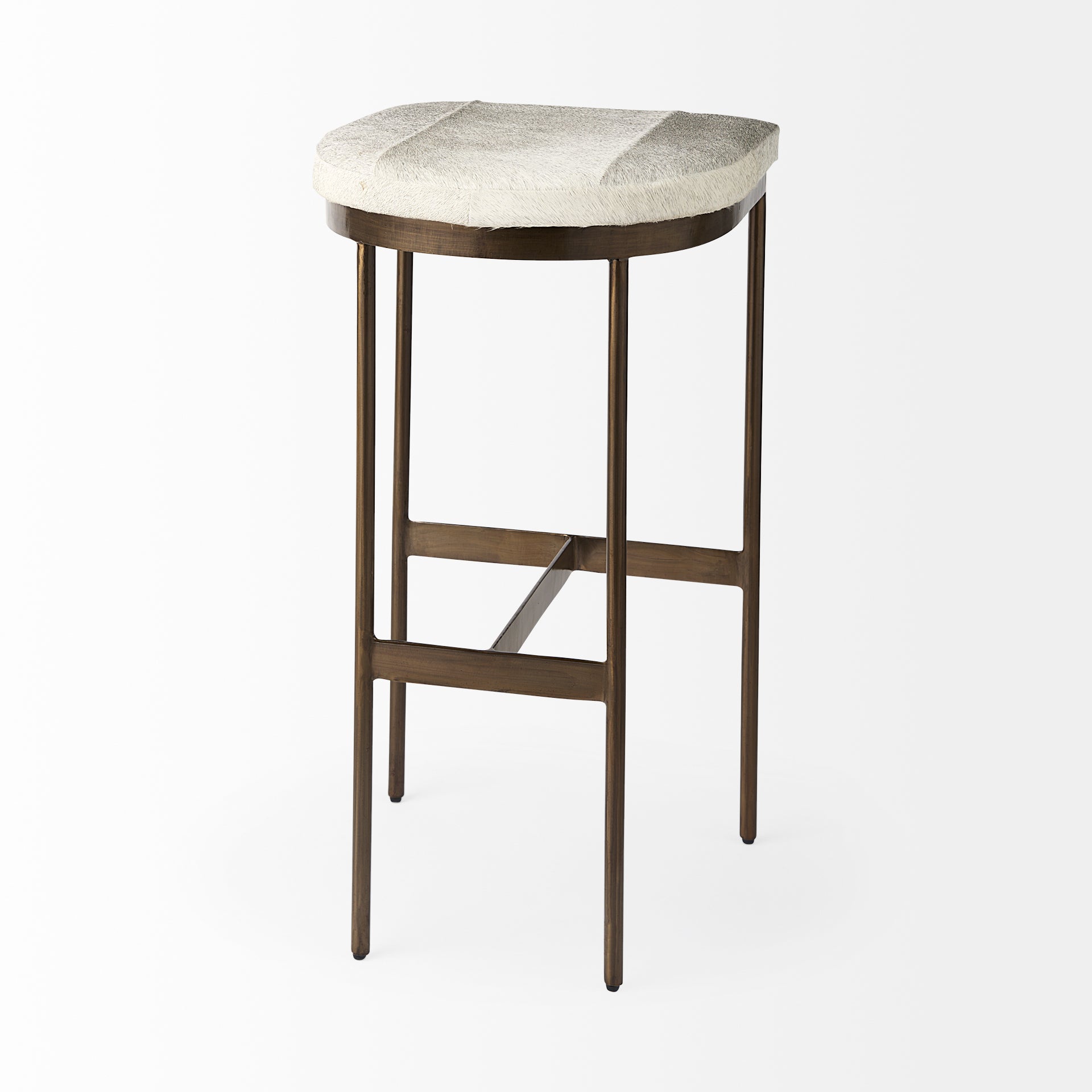 Mercana Millie 16.75 X 17.75 X 30 Hair-on-hide Seat With Gold Frame Bar Stool