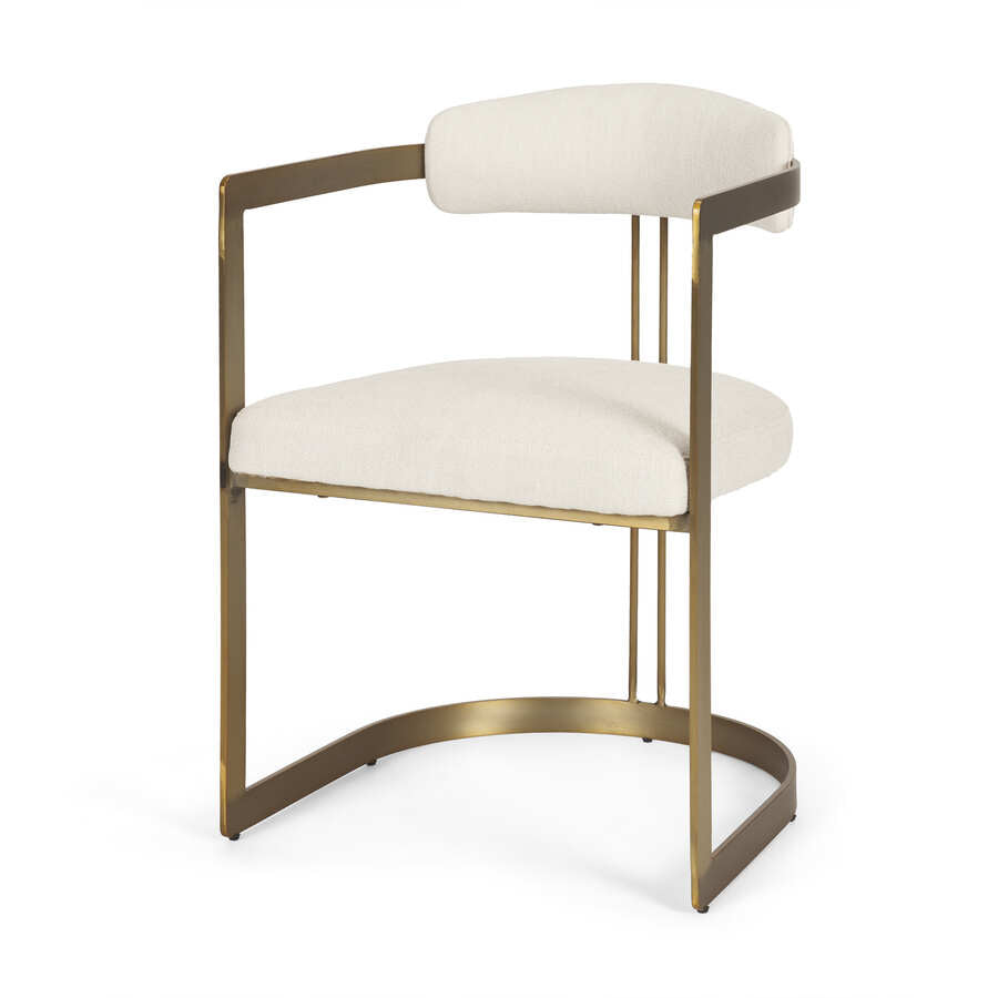 Mercana Hollyfield II Cream Fabric Seat with Gold Iron Frame Dining Chair