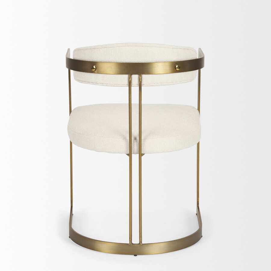 Mercana Hollyfield II Cream Fabric Seat with Gold Iron Frame Dining Chair
