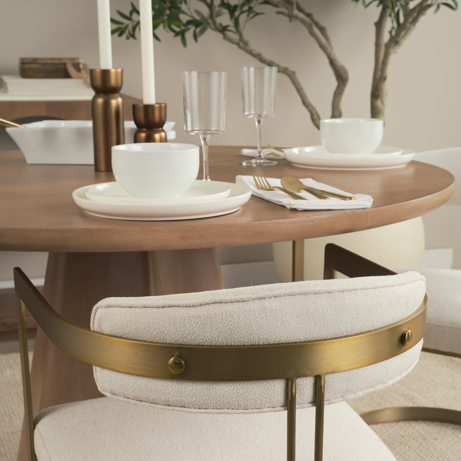 Mercana Hollyfield II Cream Fabric Seat with Gold Iron Frame Dining Chair