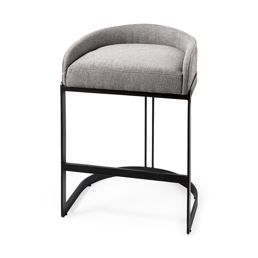 Mercana Hollyfield II Gray Fabric Seat With Gray Metal Base Counter Stool