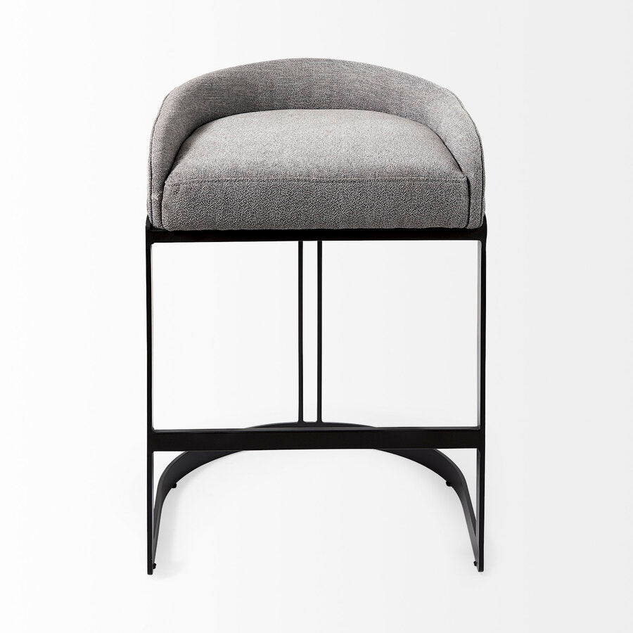 Mercana Hollyfield II Gray Fabric Seat With Gray Metal Base Counter Stool