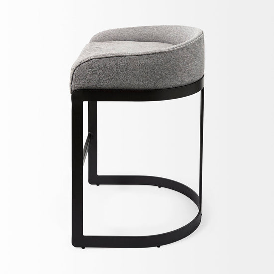 Mercana Hollyfield II Gray Fabric Seat With Gray Metal Base Counter Stool