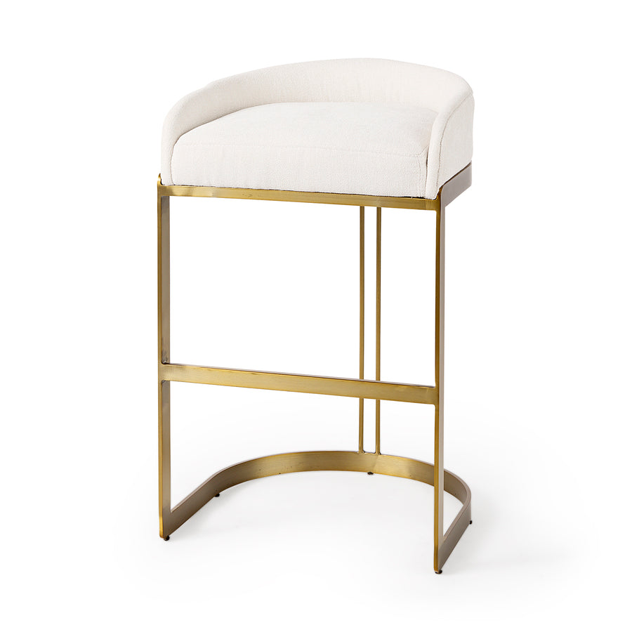 Mercana Hollyfield II Cream / Gray Fabric Seat With Gold / Gray Metal Base Bar Stool