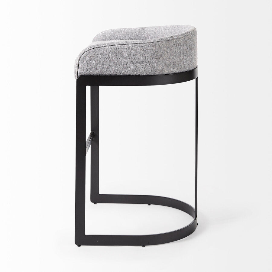 Mercana Hollyfield II Cream / Gray Fabric Seat With Gold / Gray Metal Base Bar Stool