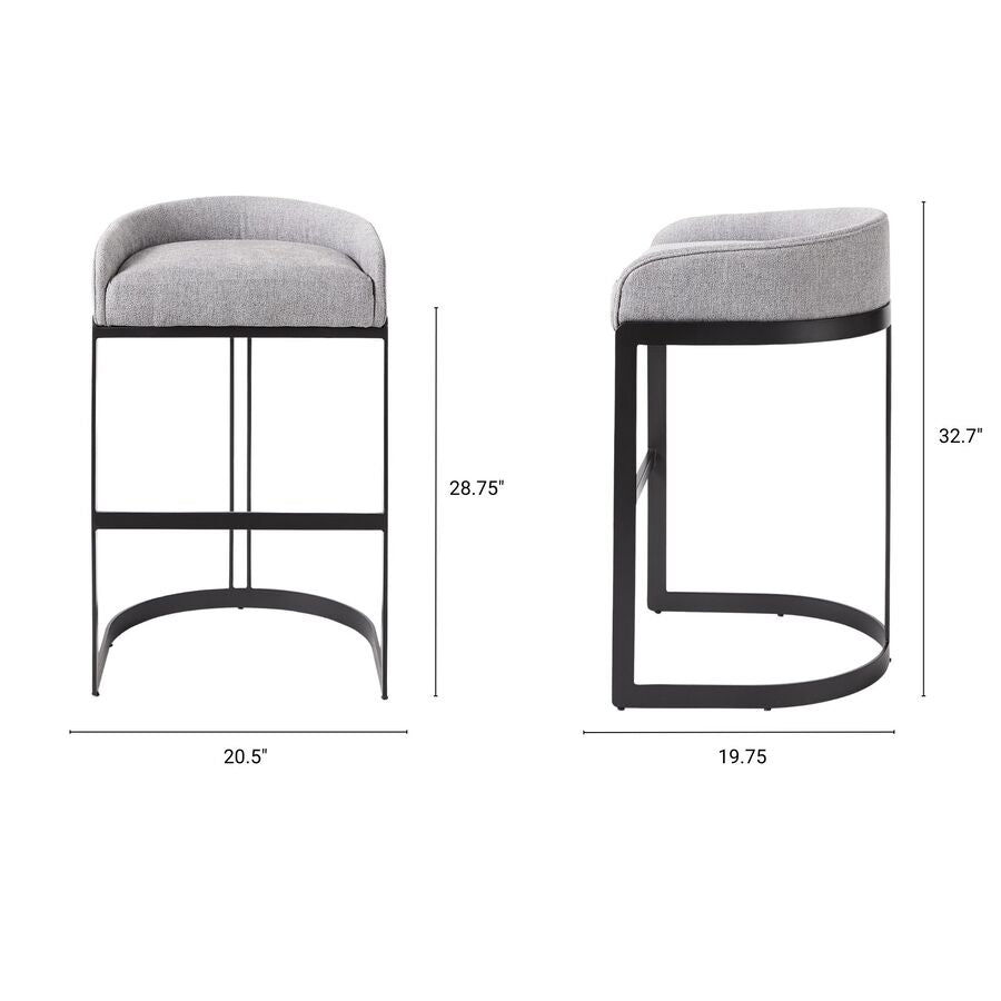 Mercana Hollyfield II Cream / Gray Fabric Seat With Gold / Gray Metal Base Bar Stool