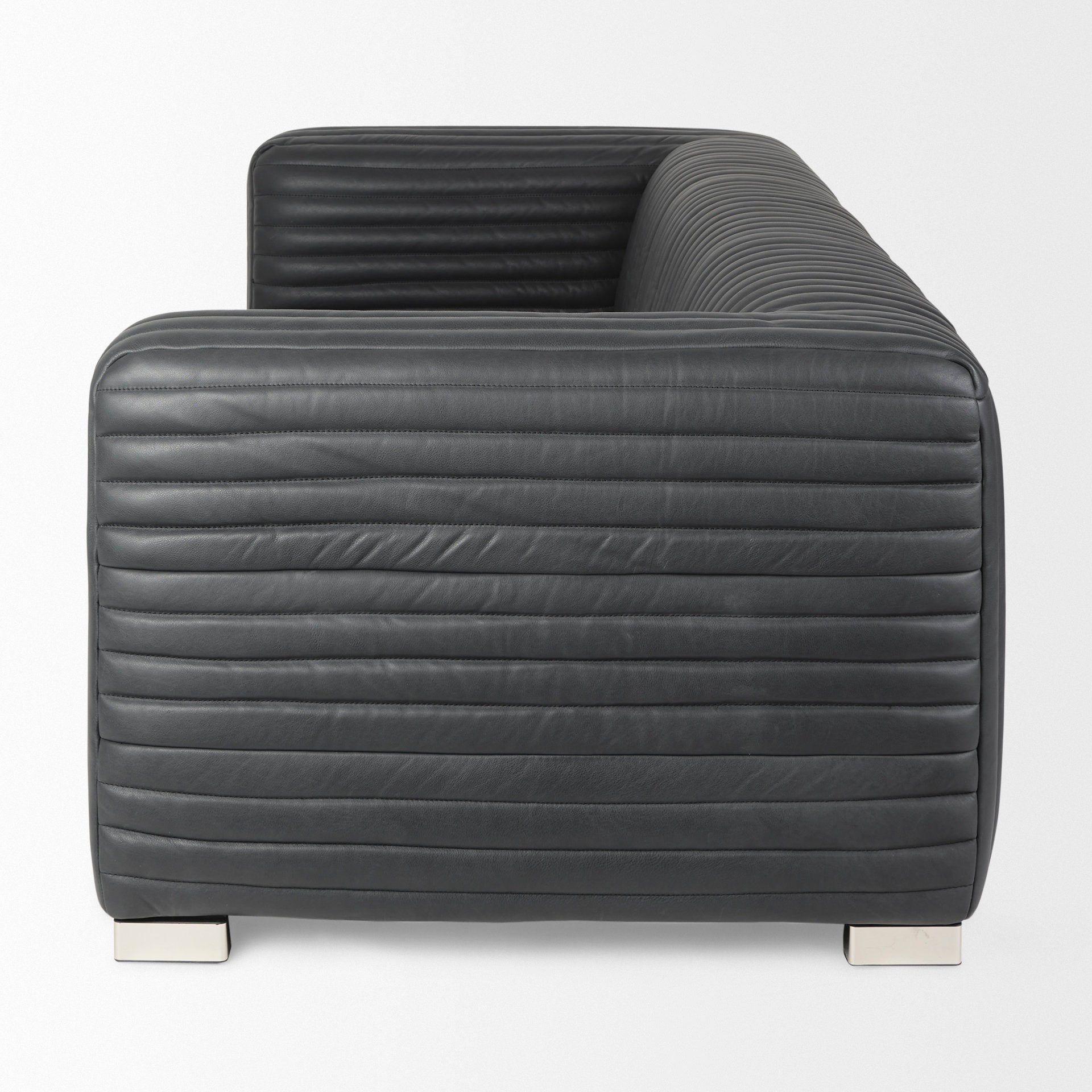Mercana Ricciardo Black Leather Wrapped Three Seater Sofa