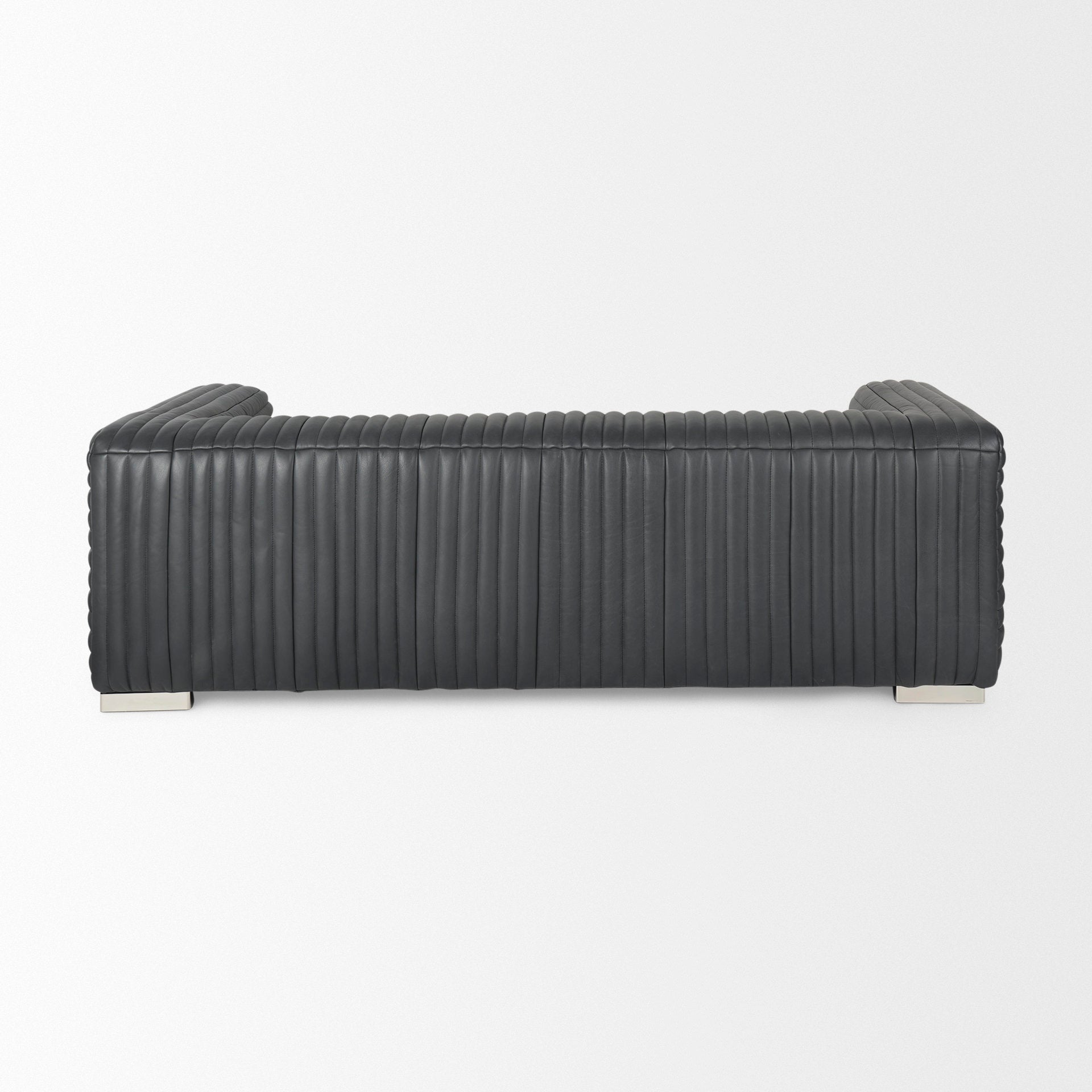 Mercana Ricciardo Black Leather Wrapped Three Seater Sofa